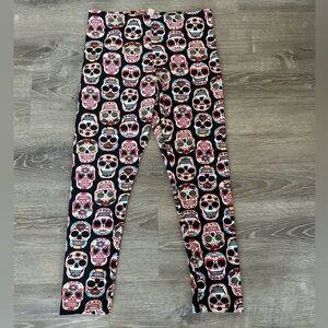 Halloween Leggings by No Boundaries Multicolor Skull Print New